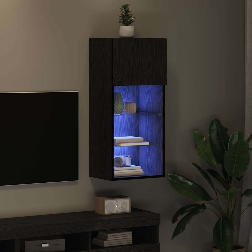 Meuble TV mural Chêne noir 40,5 x 30 x 90 cm Bois d'ingénierie - XIOS