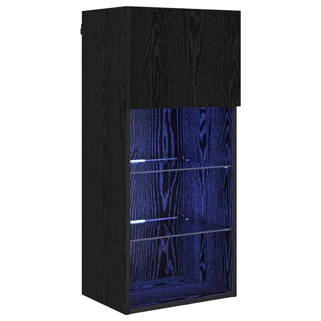 Meuble TV mural Chêne noir 40,5 x 30 x 90 cm Bois d'ingénierie - XIOS