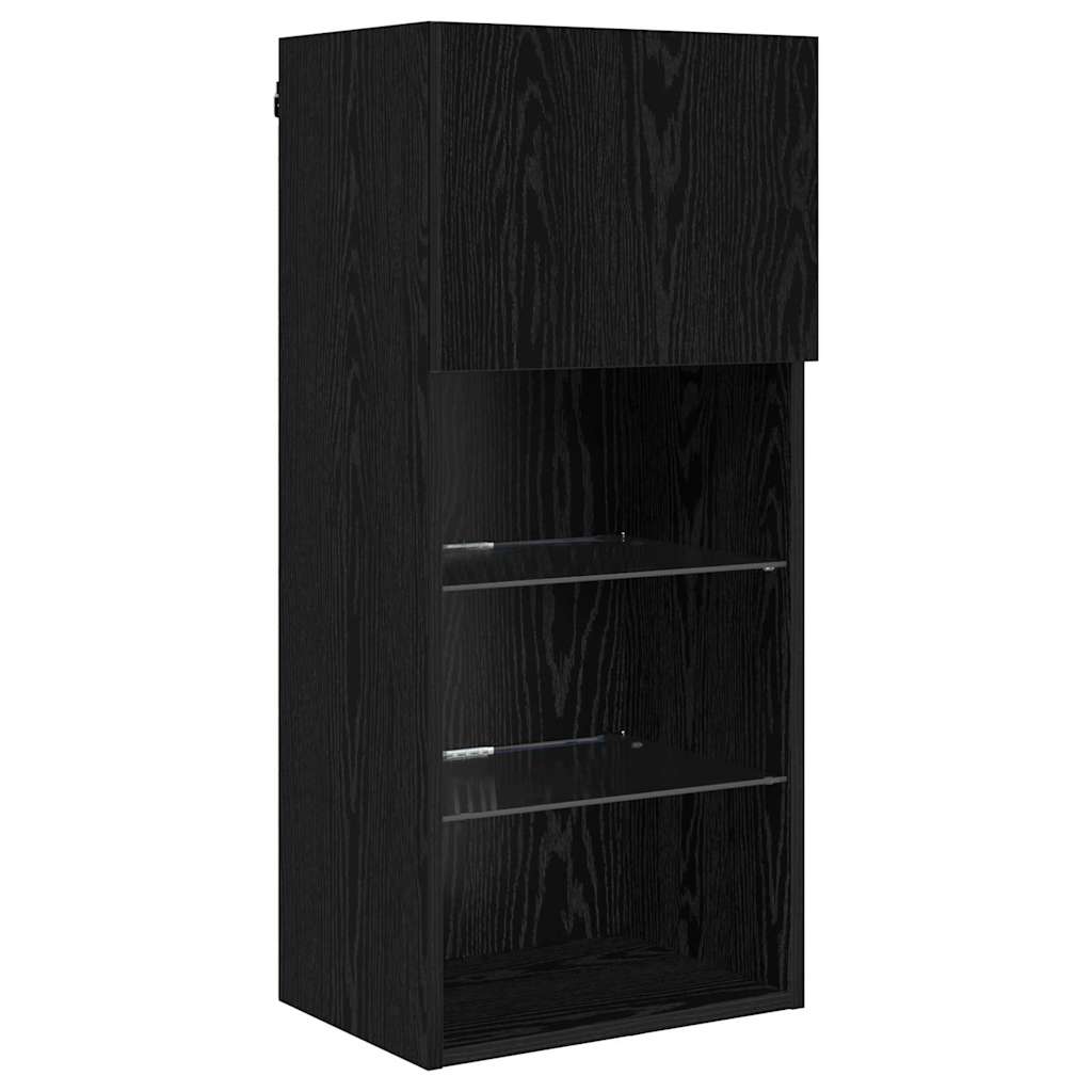 Meuble TV mural Chêne noir 40,5 x 30 x 90 cm Bois d'ingénierie - XIOS