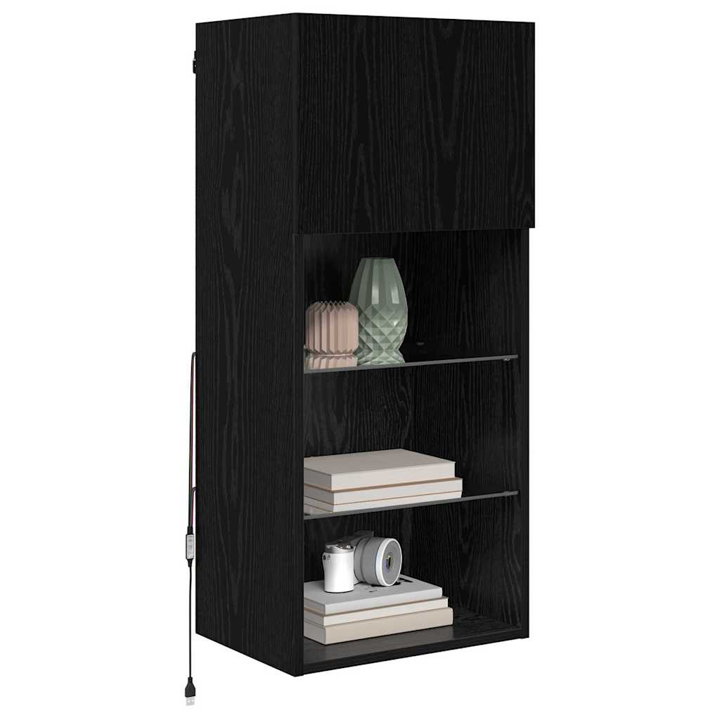 Meuble TV mural Chêne noir 40,5 x 30 x 90 cm Bois d'ingénierie - XIOS