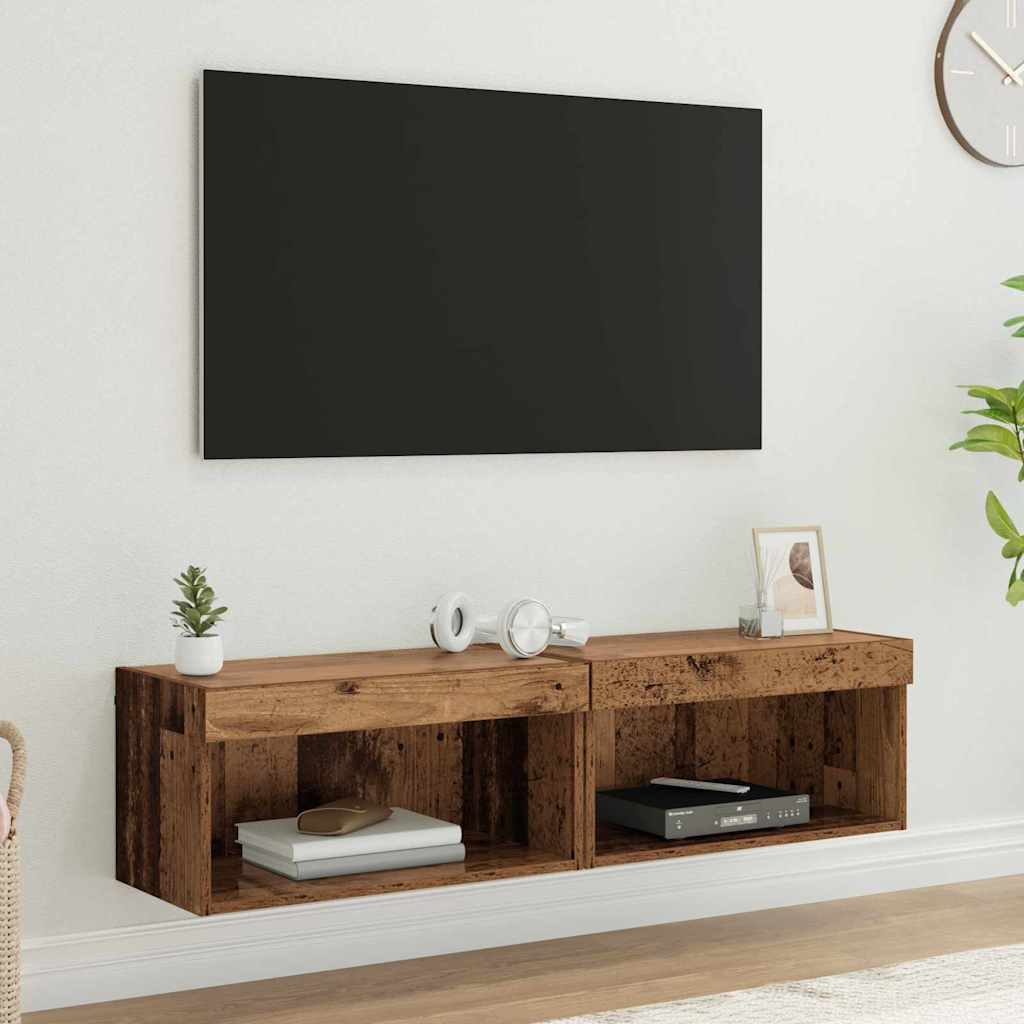 Ensemble meuble TV 2 pc Bois Ancien Bois d'ingénierie - XIOS