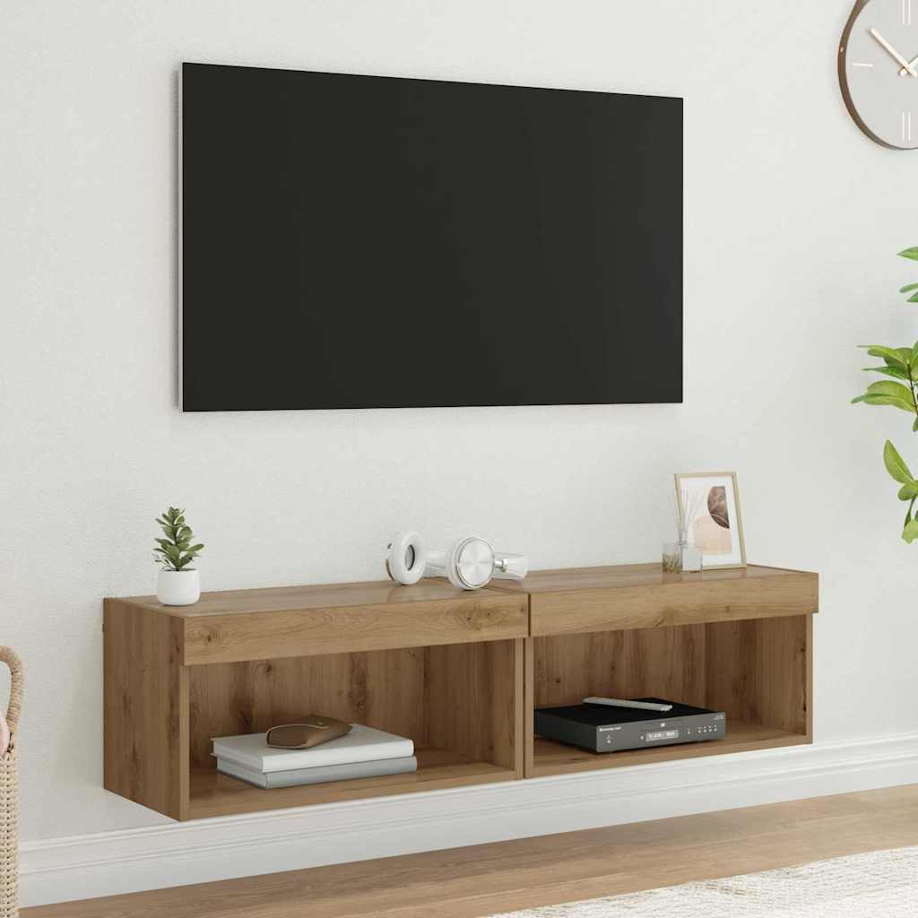 Ensemble meuble TV 2 pc Chêne artisanal Bois d'ingénierie - XIOS