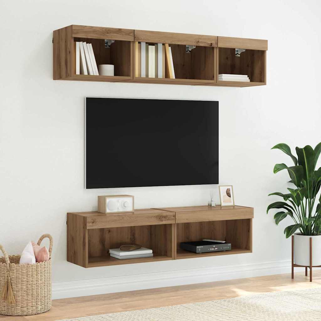 Ensemble meuble TV 2 pc Chêne artisanal Bois d'ingénierie - XIOS