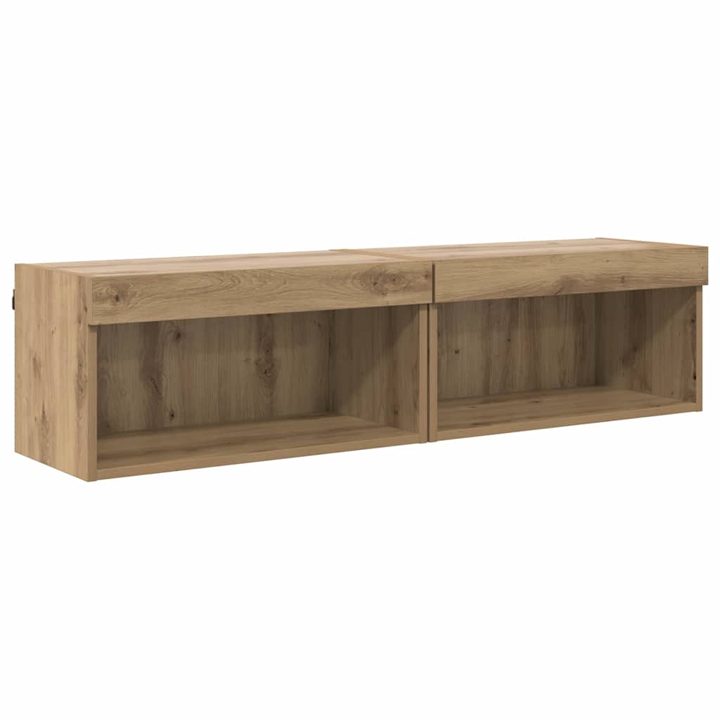 Ensemble meuble TV 2 pc Chêne artisanal Bois d'ingénierie - XIOS