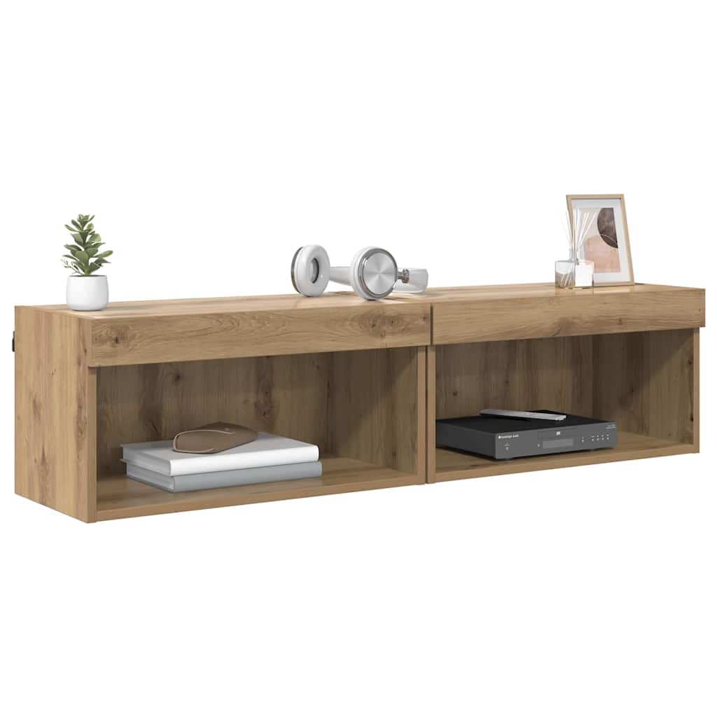 Ensemble meuble TV 2 pc Chêne artisanal Bois d'ingénierie - XIOS