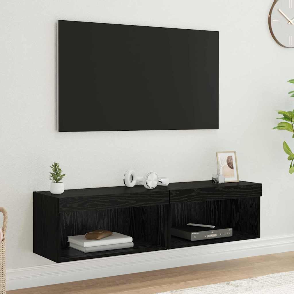 Meubles TV 2 pcs Chêne noir 60 x 30 x 30 cm Bois d'ingénierie - XIOS