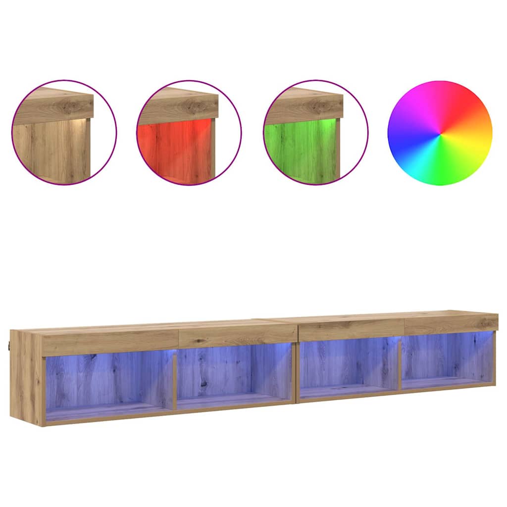 Meubles TV muraux Panama 2 pcs Chêne artisanal 100 x 30 x 30 cm - XIOS