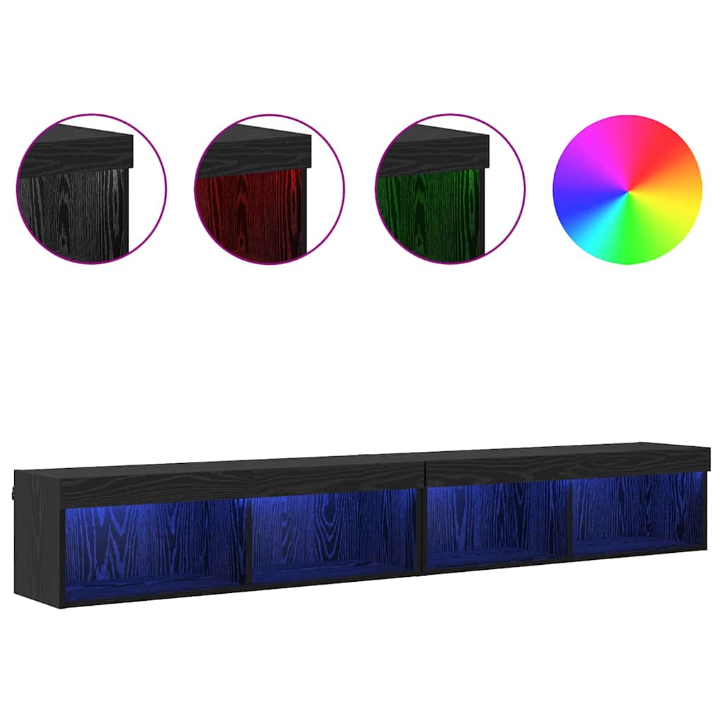 Meubles TV muraux Panama 2 pcs Chêne noir 100 x 30 x 30 cm - XIOS