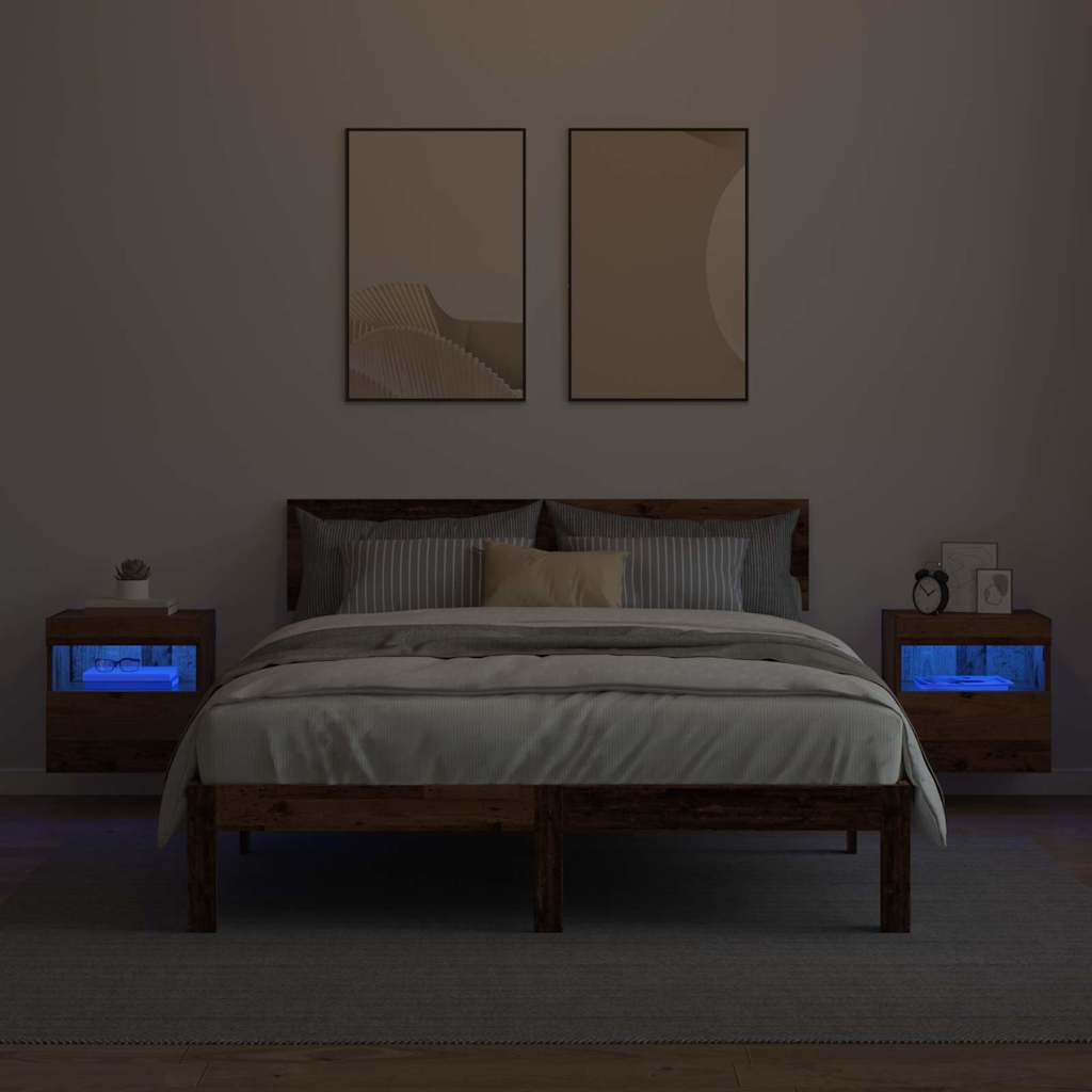 Meubles TV muraux avec LED 2 pcs Bois Ancien 40 x 30 x 40 cm - XIOS