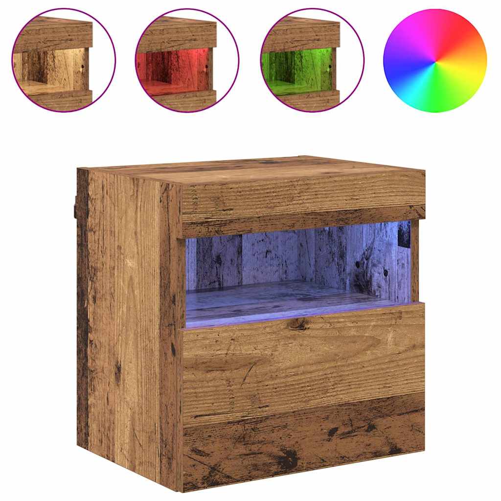 Meubles TV muraux avec LED 2 pcs Bois Ancien 40 x 30 x 40 cm - XIOS