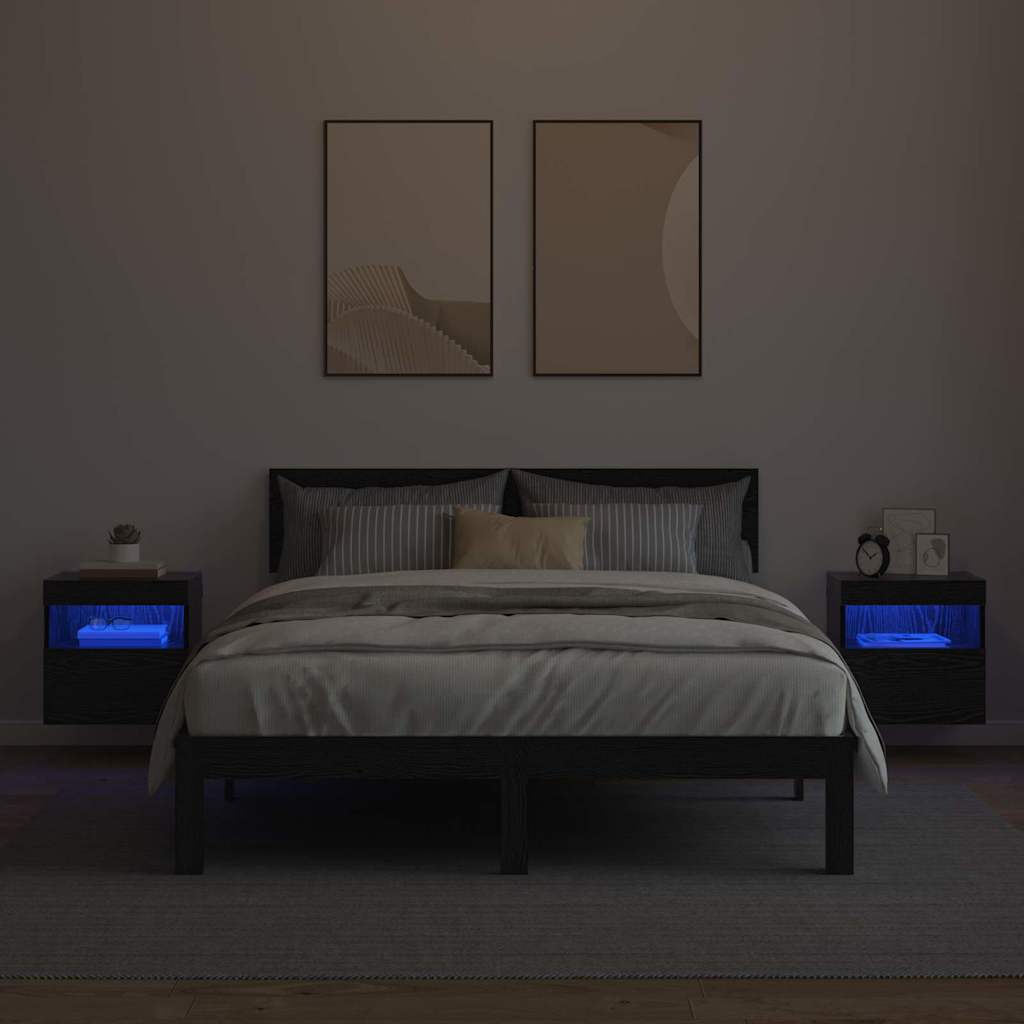 Meubles TV muraux avec LED 2 pcs Chêne noir 40 x 30 x 40 cm - XIOS