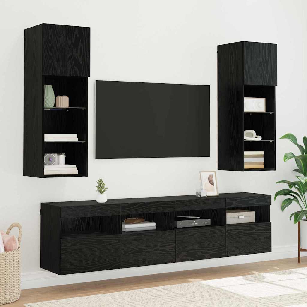 Meubles TV muraux avec LED 2 pcs Chêne noir 40 x 30 x 40 cm - XIOS