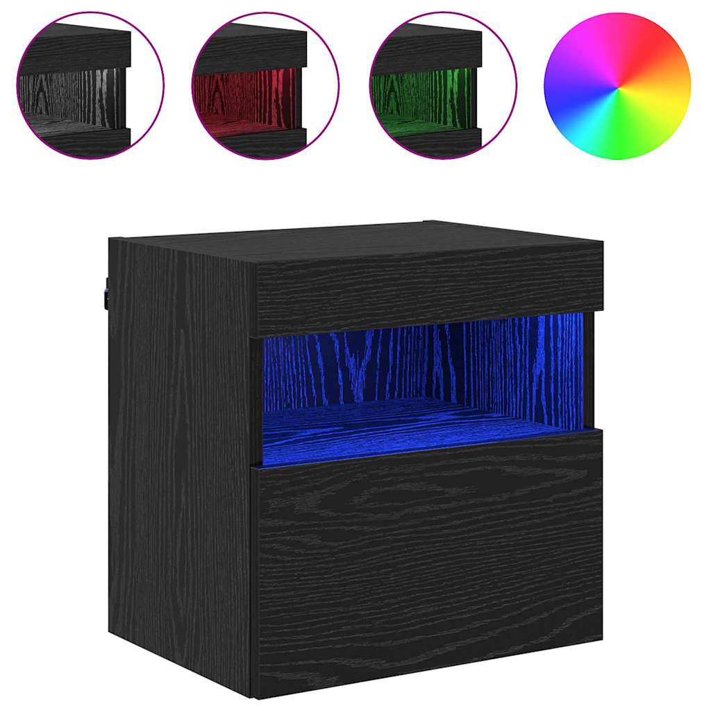 Meubles TV muraux avec LED 2 pcs Chêne noir 40 x 30 x 40 cm - XIOS