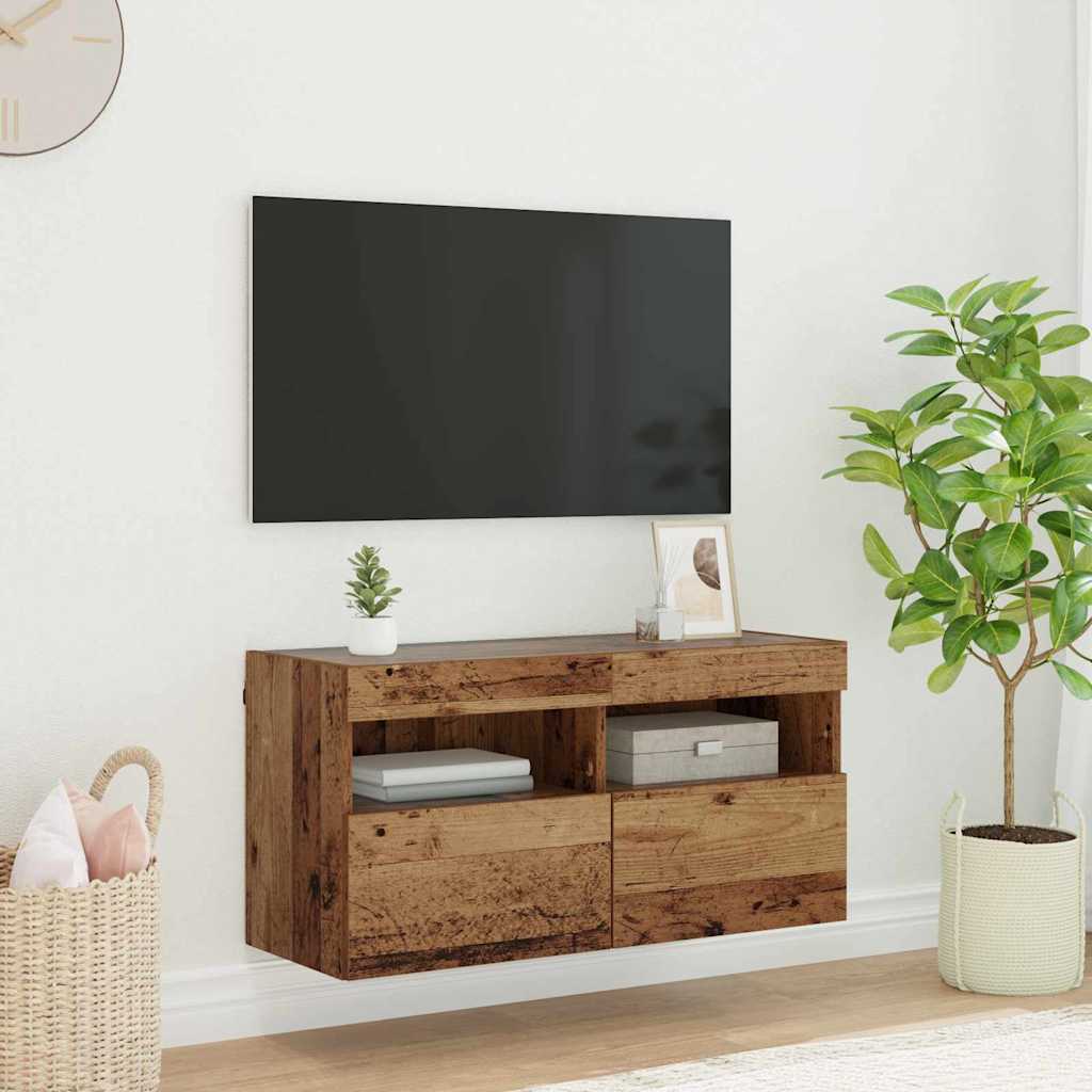 Meuble TV mural 80 x 30 x 40 cm Bois Ancien Bois d'ingénierie - XIOS