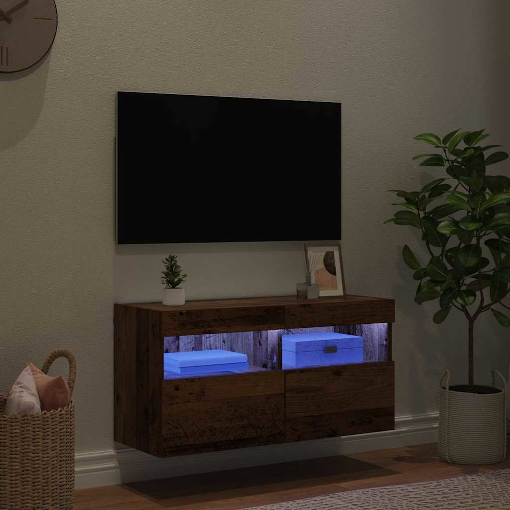 Meuble TV mural 80 x 30 x 40 cm Bois Ancien Bois d'ingénierie - XIOS