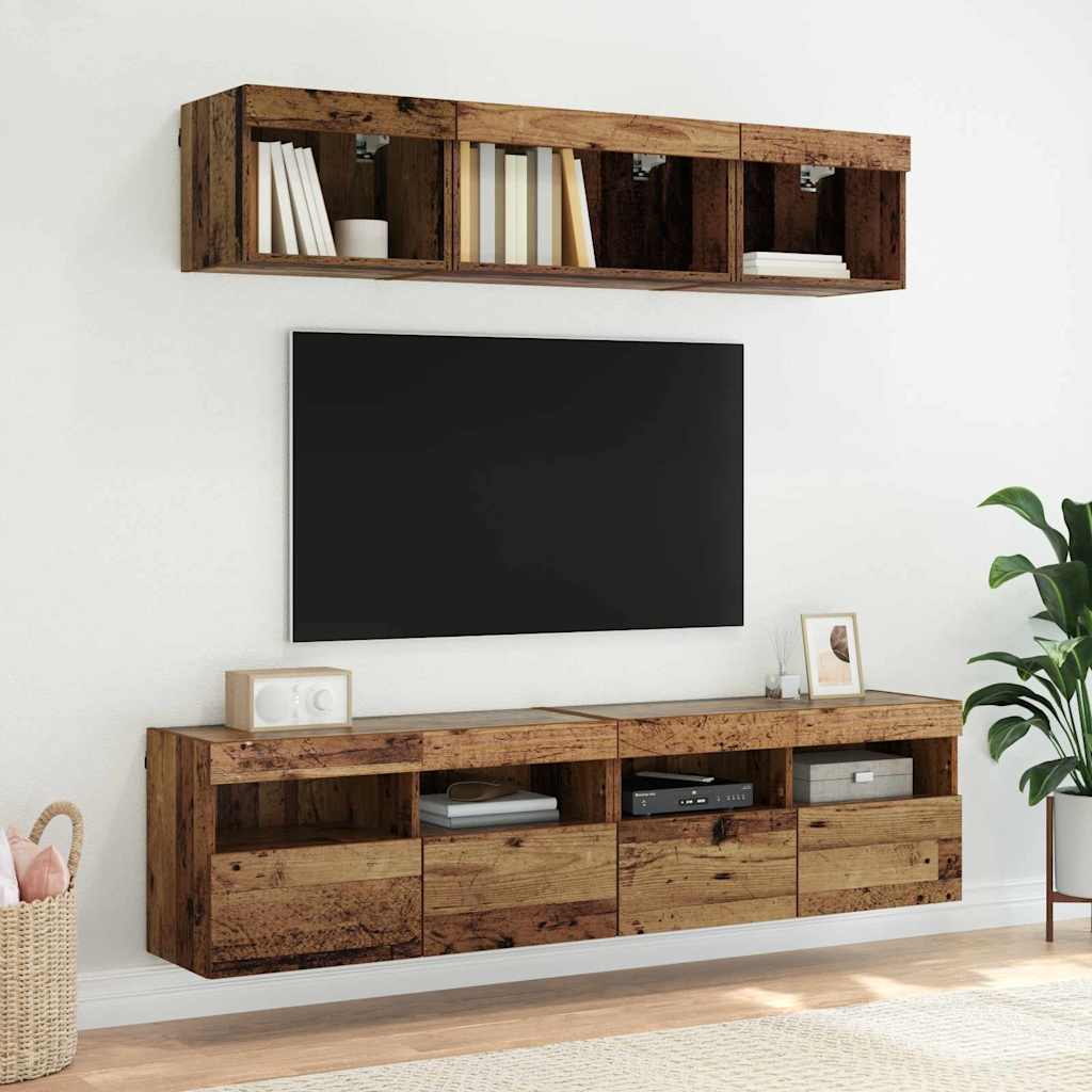 Meuble TV mural 80 x 30 x 40 cm Bois Ancien Bois d'ingénierie - XIOS