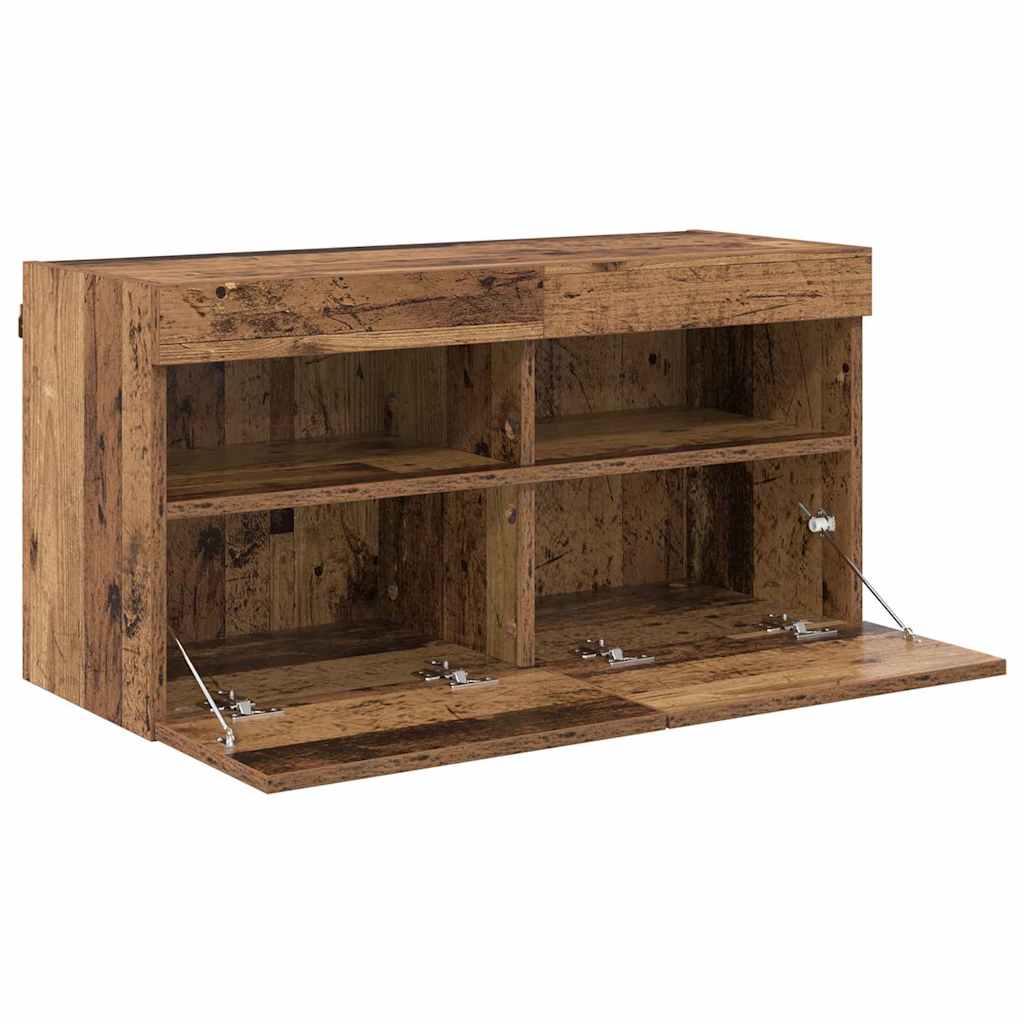 Meuble TV mural 80 x 30 x 40 cm Bois Ancien Bois d'ingénierie - XIOS