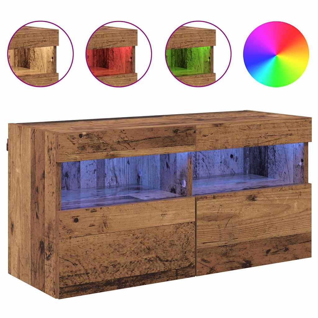 Meuble TV mural 80 x 30 x 40 cm Bois Ancien Bois d'ingénierie - XIOS