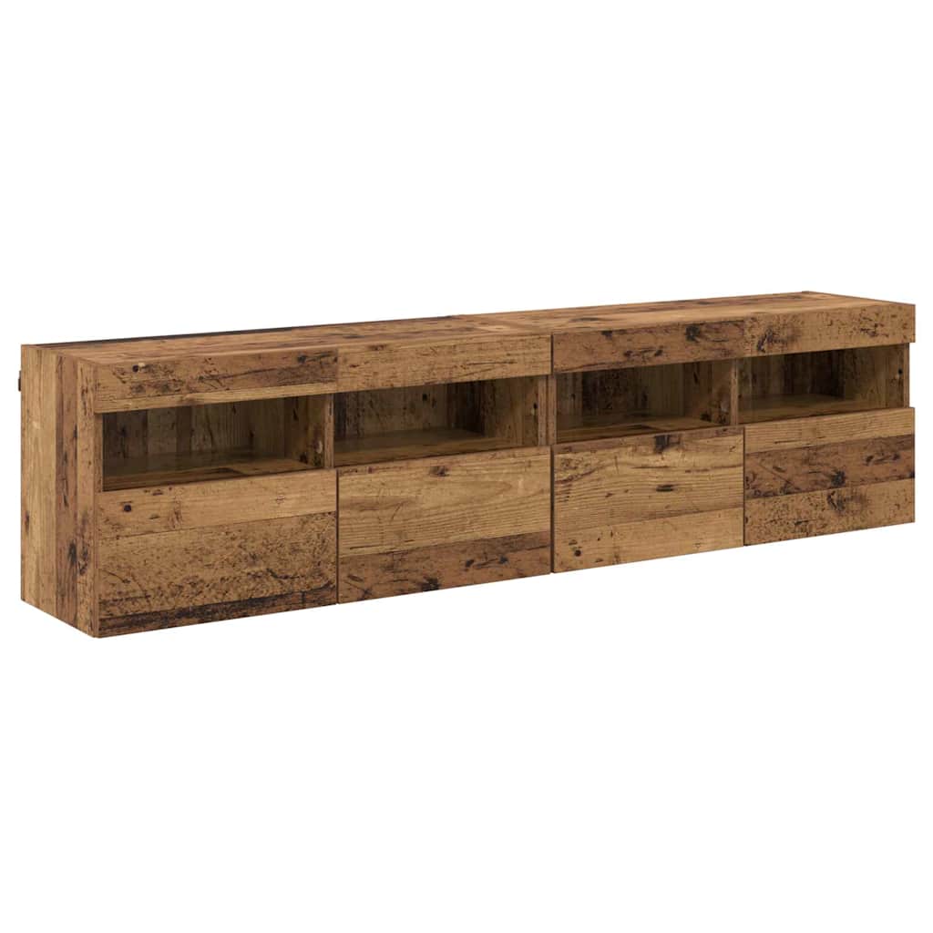 Meubles TV muraux avec LED 2 pcs Bois Ancien 80 x 30 x 40 cm - XIOS