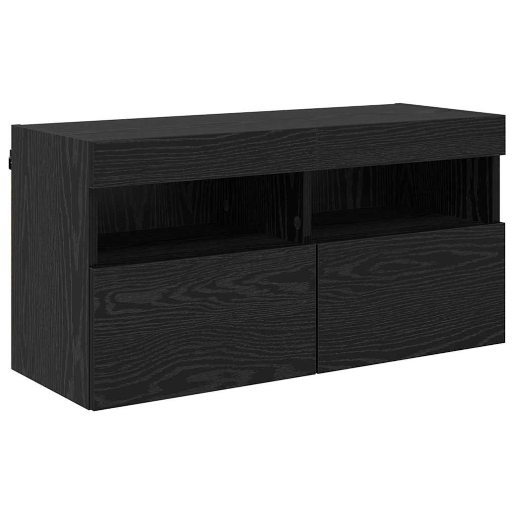 Meuble TV mural Chêne noir 80 x 30 x 40 cm Bois d'ingénierie - XIOS