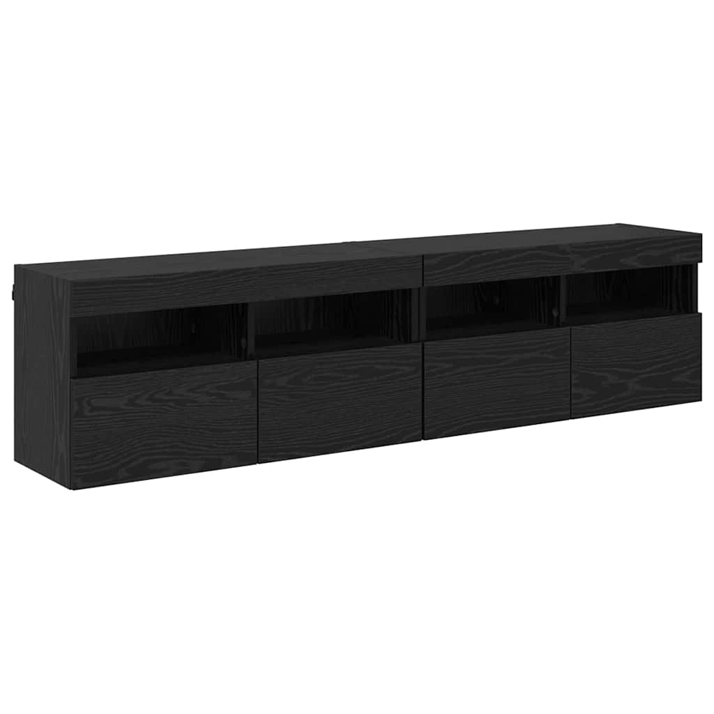 Meubles TV muraux avec LED 2 pcs Chêne noir 80 x 30 x 40 cm - XIOS