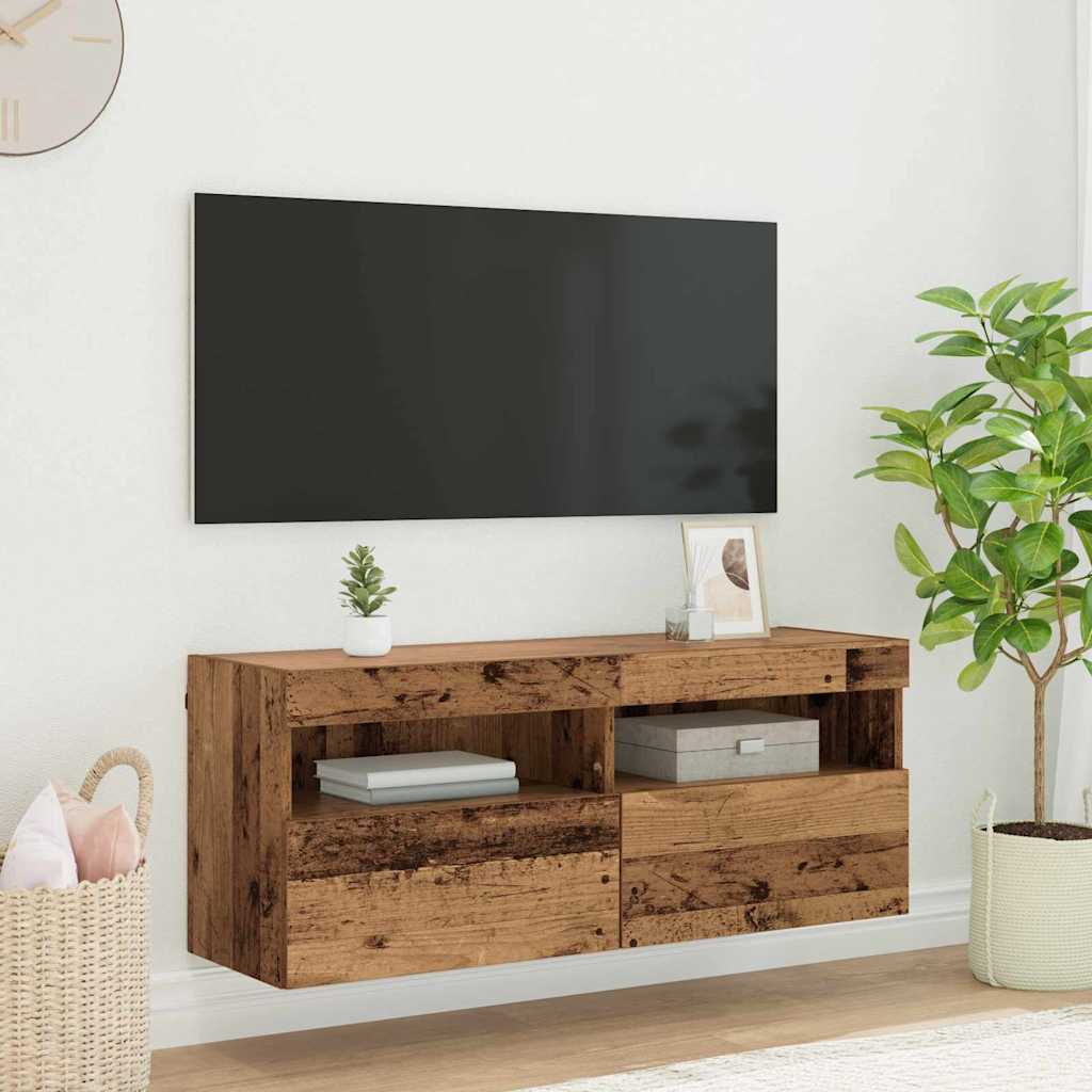 Meuble TV mural Bois Ancien 100 x 30 x 40 cm Bois d'ingénierie - XIOS