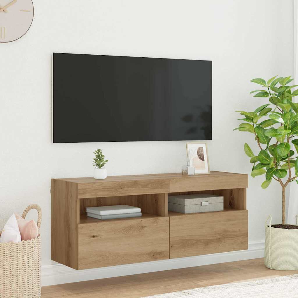 Meuble TV mural 100 x 30 x 40 cm Chêne artisanal - XIOS