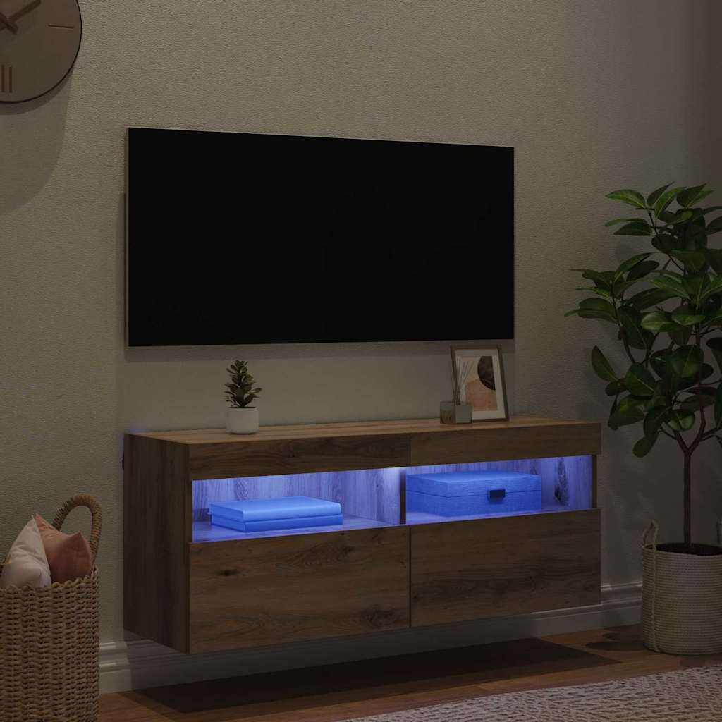 Meuble TV mural 100 x 30 x 40 cm Chêne artisanal - XIOS