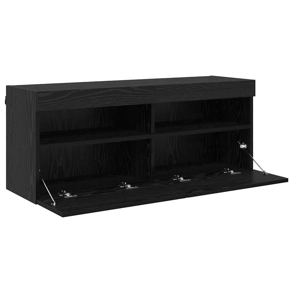Meuble TV mural 100 x 30 x 40 cm Chêne noir Bois d'ingénierie - XIOS