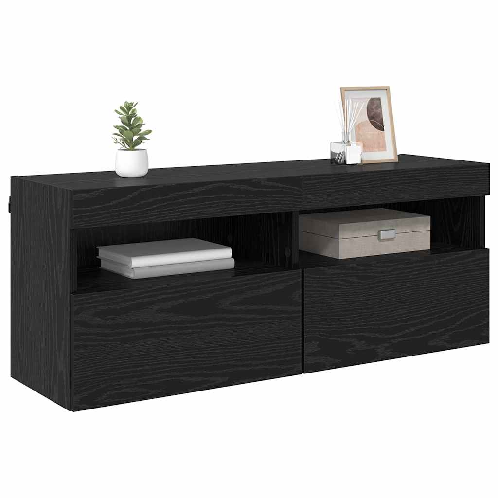 Meuble TV mural 100 x 30 x 40 cm Chêne noir Bois d'ingénierie - XIOS