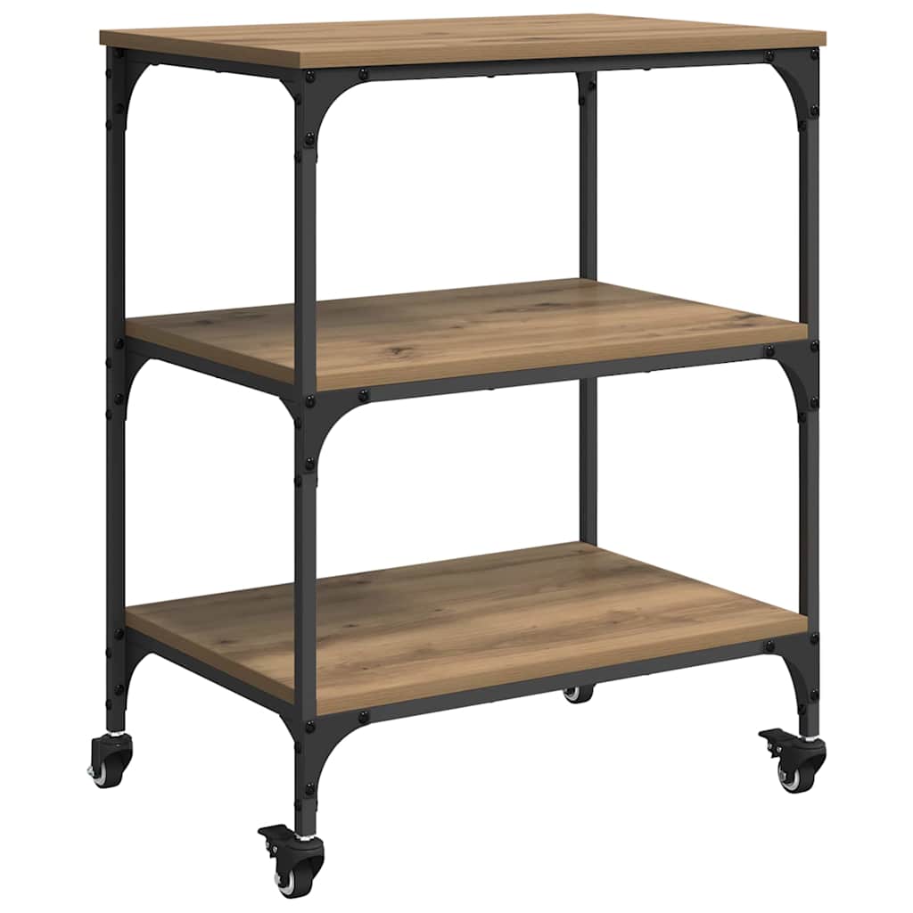 Chariot de cuisine Chêne artisanal 60 x 41 x 76 cm - XIOS