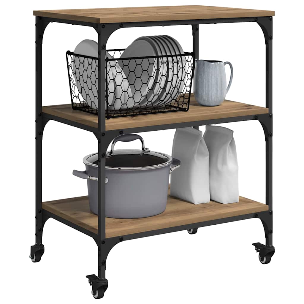 Chariot de cuisine Chêne artisanal 60 x 41 x 76 cm - XIOS