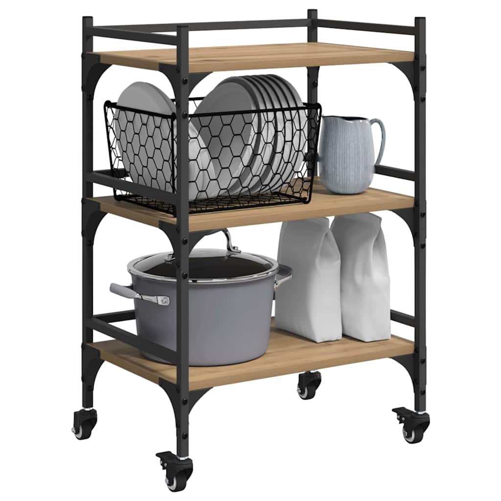 Chariot de cuisine Chêne artisanal 50 x 35 x 75,5 cm - XIOS