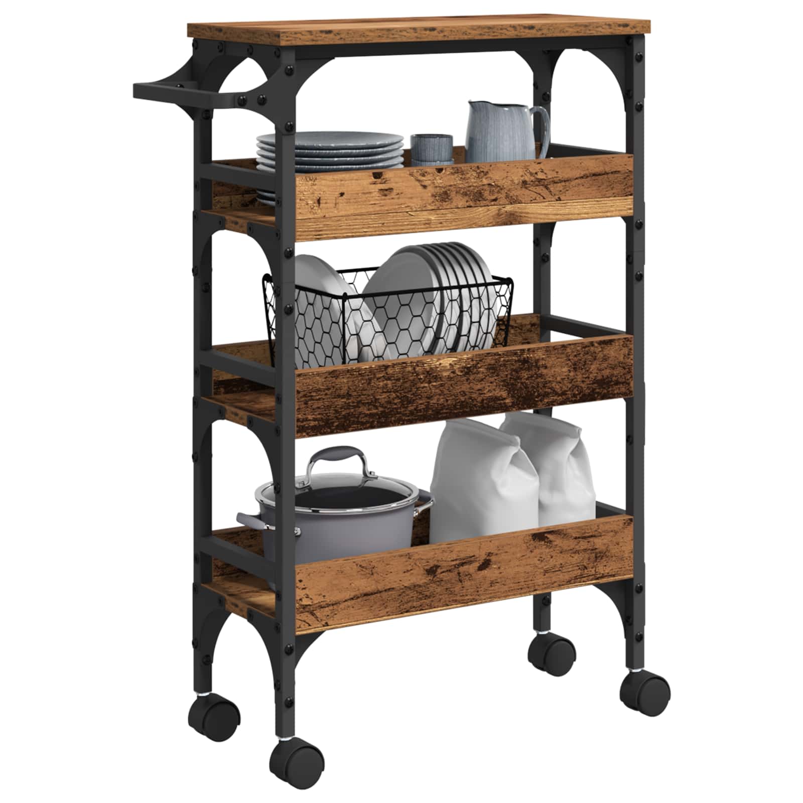 Chariot de cuisine Bois Ancien 53 x 20 x 76 cm - XIOS