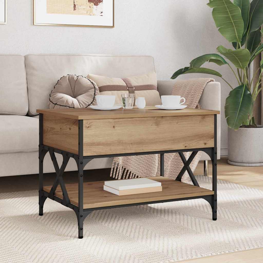 Table basse Chêne artisanal 70x50x50cm Bois d'ingénierie - XIOS