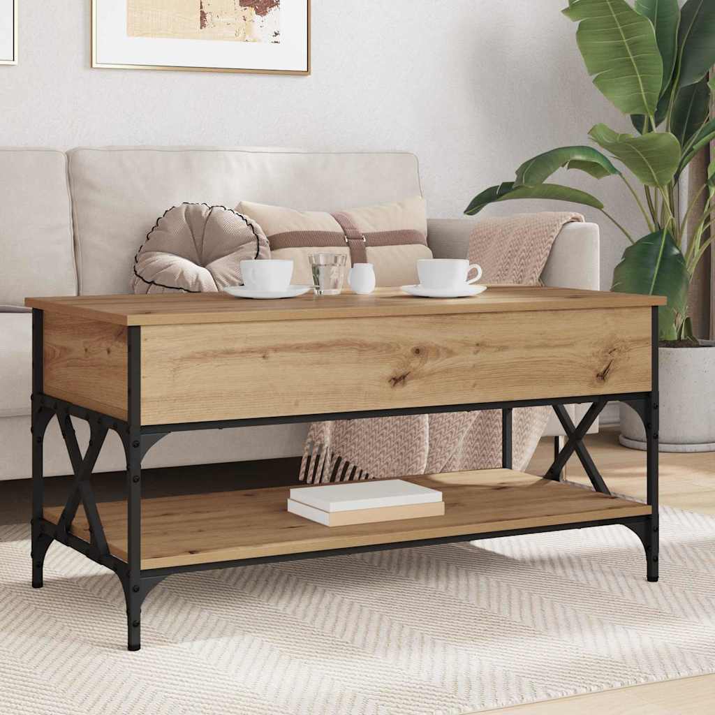 Table basse Chêne artisanal 100 x 50 x 50 cm Bois d'ingénierie - XIOS