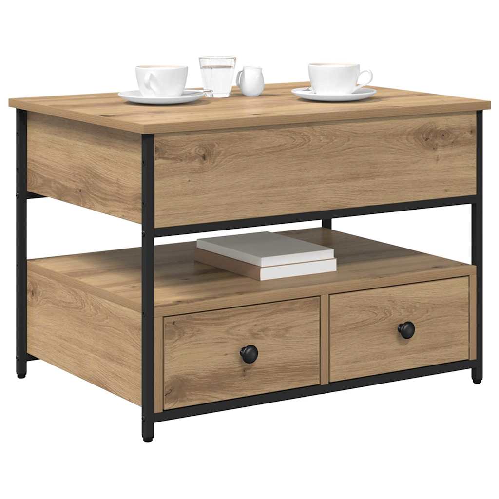 Table basse chêne artisanal 70 x 50 x 50 cm Bois d'ingénierie - XIOS