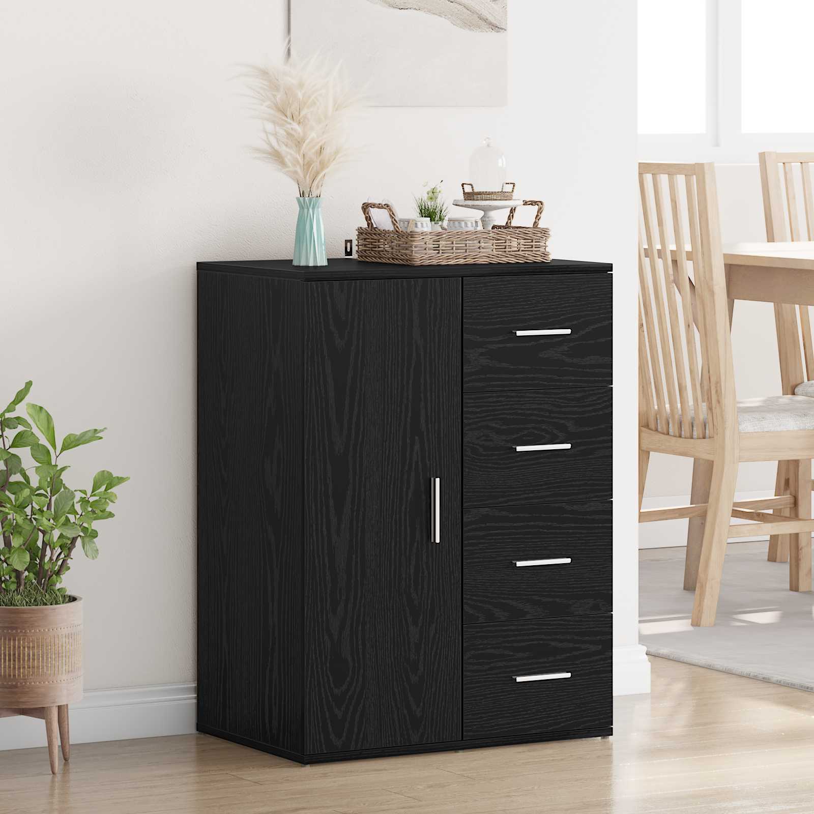 Buffet avec tiroir Chêne noir 59 x 39 x 80 cm Bois d'ingénierie - XIOS