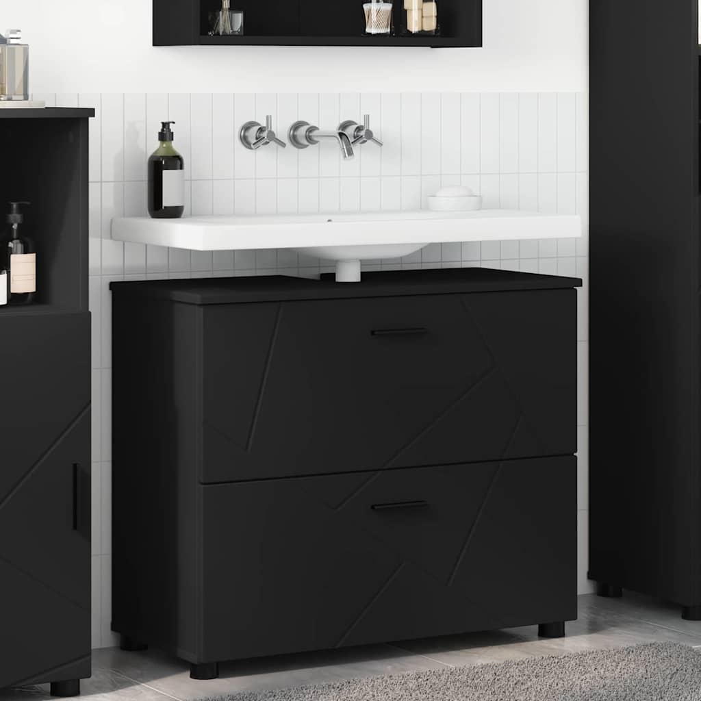 Cabinet de salle de bain avec tiroir Noir 76,5 x 35 x 64 cm - XIOS