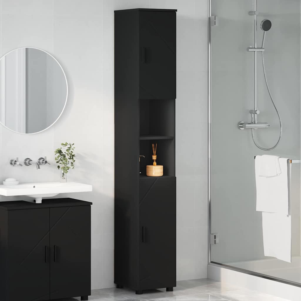 Cabinet de salle de bain avec stockage Noir 30 x 35 x 192 cm - XIOS