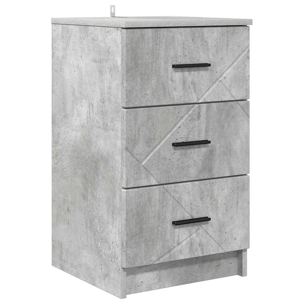 Cabinet de chevet Gris béton 38 x 38 x 66 cm Bois d'ingénierie - XIOS