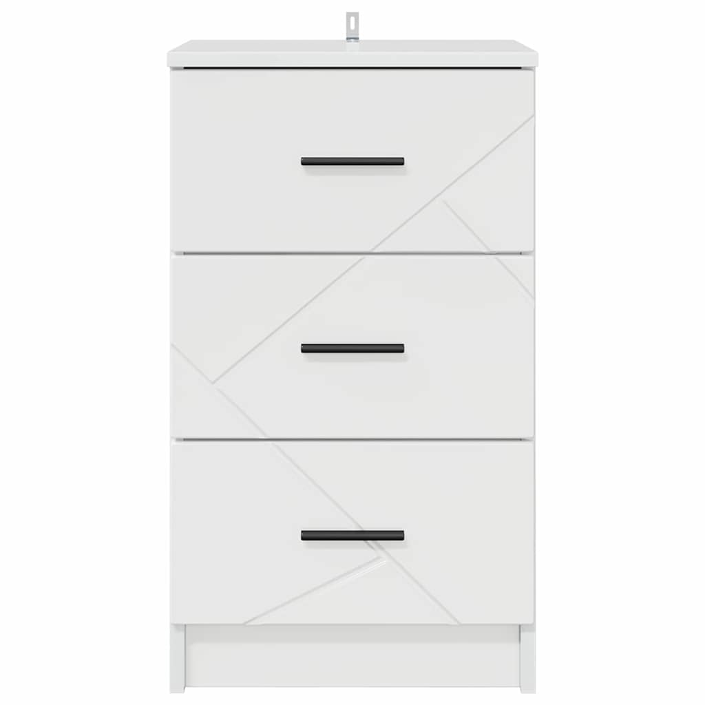 Cabinet de chevet avec tiroir Blanc brillant 38 x 38 x 66 cm - XIOS