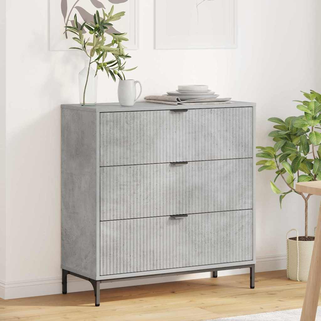 Buffet Gris béton 79,5 x 33 x 82 cm Bois d'ingénierie - XIOS