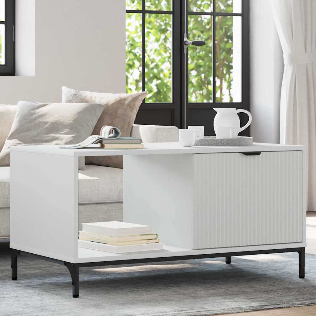 Table basse avec tiroir Blanc 90 x 49 x 46 cm Bois d'ingénierie - XIOS