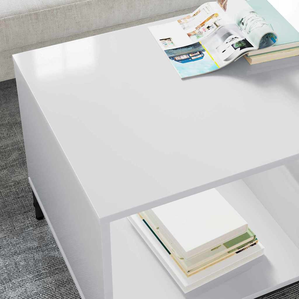 Table basse Blanc brillant 90 x 49 x 46 cm Bois d'ingénierie - XIOS