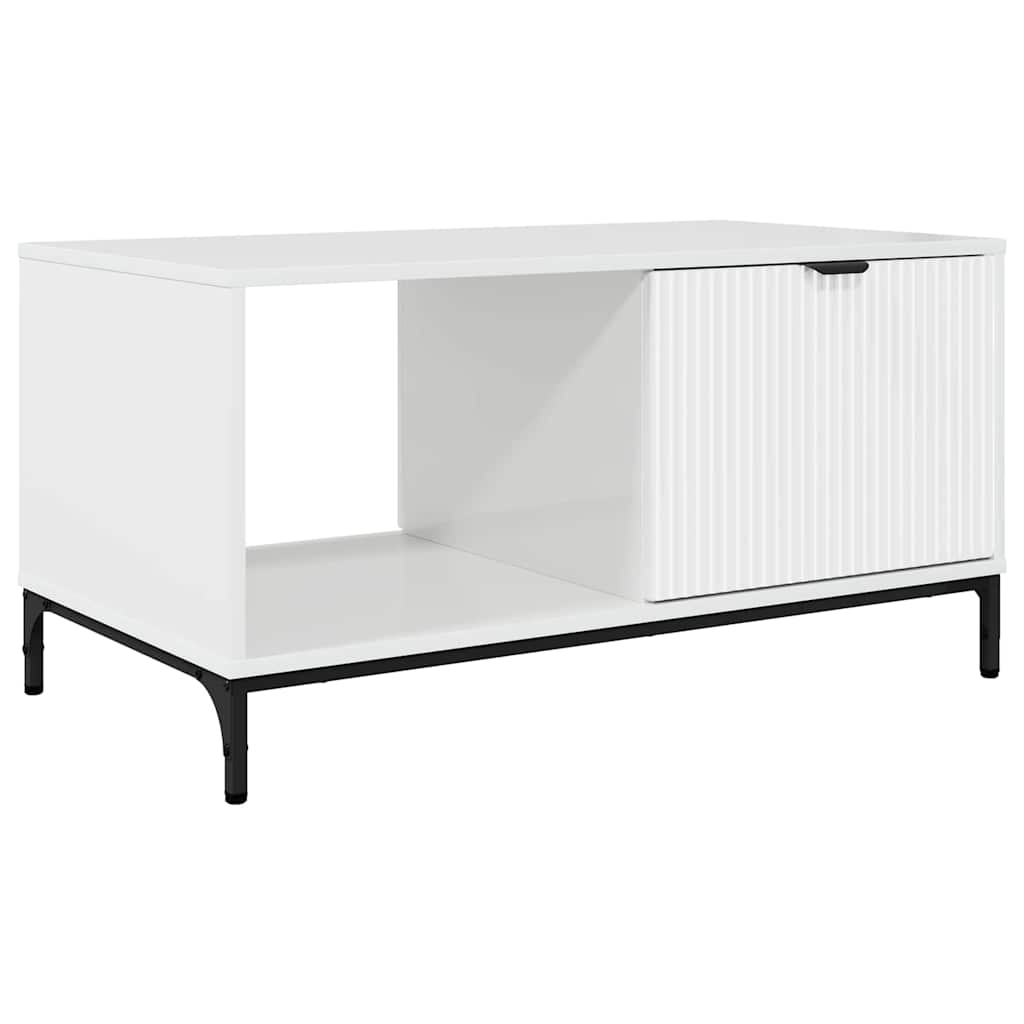 Table basse Blanc brillant 90 x 49 x 46 cm Bois d'ingénierie - XIOS