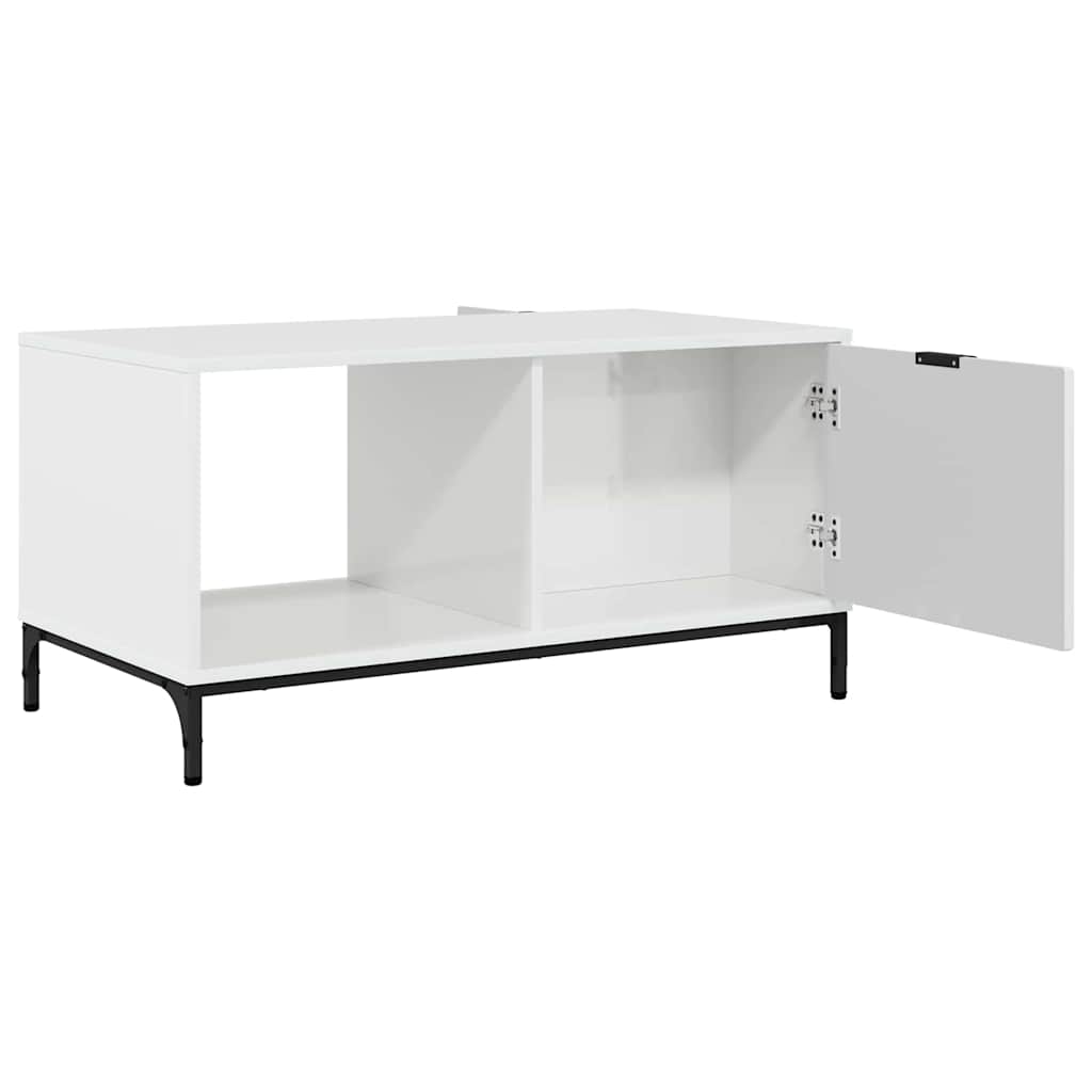Table basse Blanc brillant 90 x 49 x 46 cm Bois d'ingénierie - XIOS