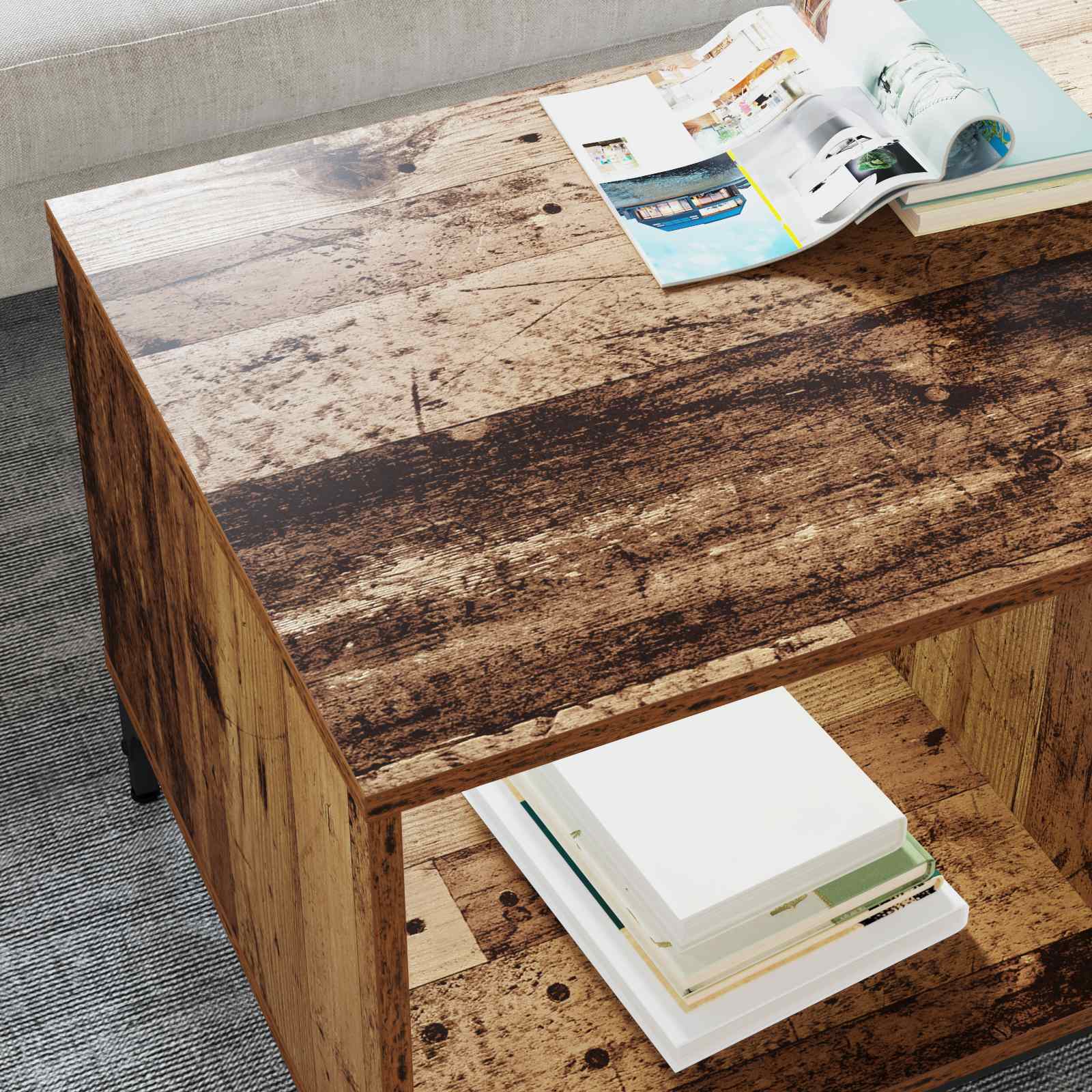Table basse Bois ancien 90 x 49 x 46 cm Bois d'ingénierie - XIOS