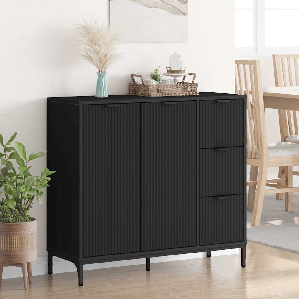 Buffet Noir 89,5 x 33 x 82 cm Bois d'ingénierie