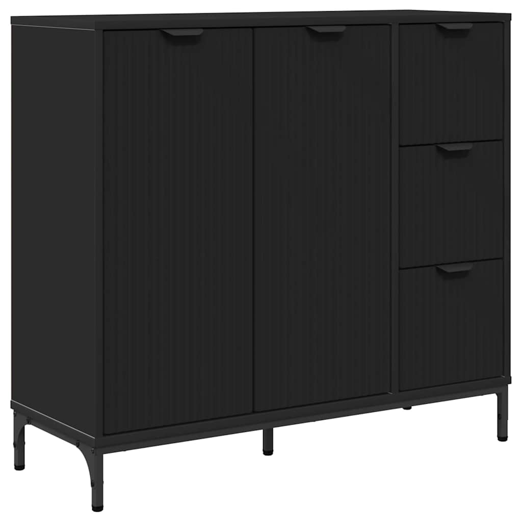Buffet Noir 89,5 x 33 x 82 cm Bois d'ingénierie